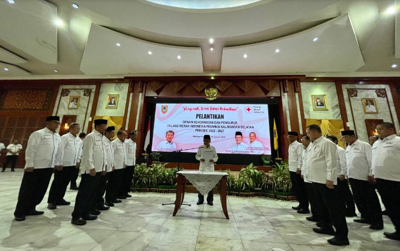 Pelantikan Dewan Kehormatan dan Pengurus PMI Kalsel yang dihadiri oleh Ketua Umum PMI Jusuf Kalla. (Foto : Istimewa)