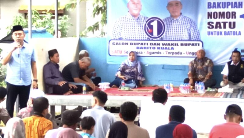 Pasangan calon Bupati dan Wakil Bupati Kabupaten Barito Kuala, H Bahrul Ilmi dan Herman Susilo di Desa Semangat Dalam, Kecamatan Alalak. (Foto : Istimewa)