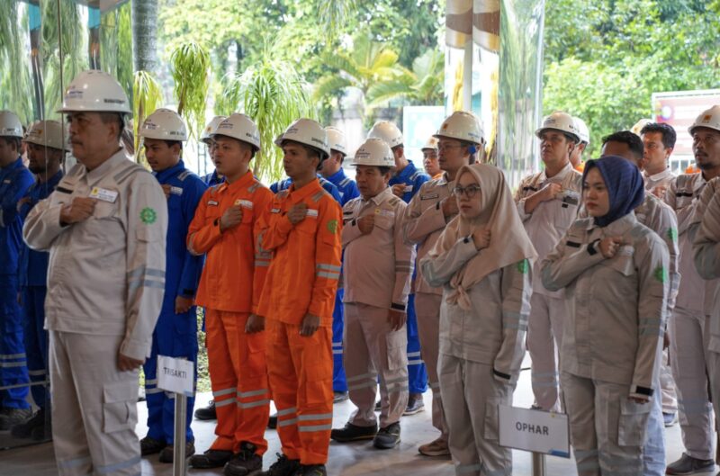 PT PLN Indonesia Power UBP Barito menggelar apel sebagai peringatan Bulan Keselamatan dan Kesehatan Kerja (K3) Nasional 2025.  (Foto : Istimewa)