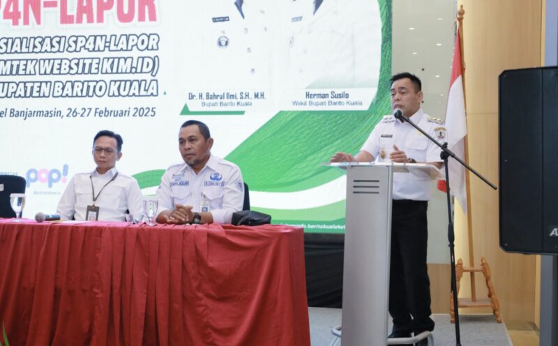 Wakil Bupati Barito Kuala Herman Susilo menyampaikan sambutannya pada pelaksanaan Bumtek yang dilaksanakan Dinas Komunikasi dan Informatika (Diskominfo). (Foto : Istimewa)