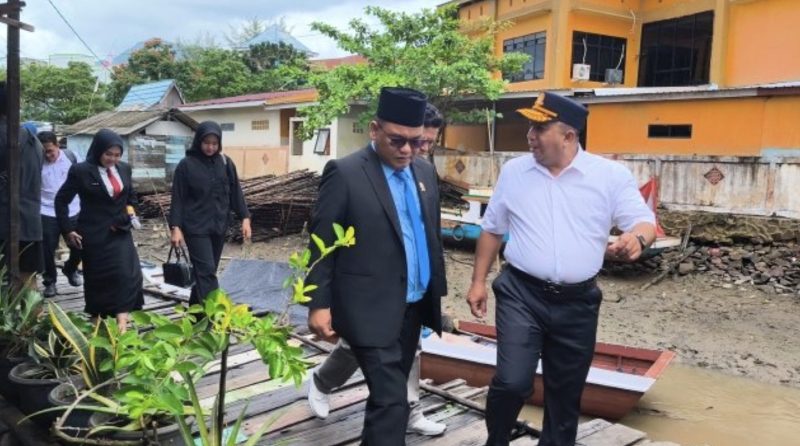 Didampingi Kadishub Kotabaru Khairian Anshari, Wakil Ketua 1 DPRD Meninjau Kondisi Pelabuhan Empat Serangkai, Kelurahan Kotabaru Tengah, Kecamatan Pulau Laut Sigam Kotabaru. (Foto : Istimewa)