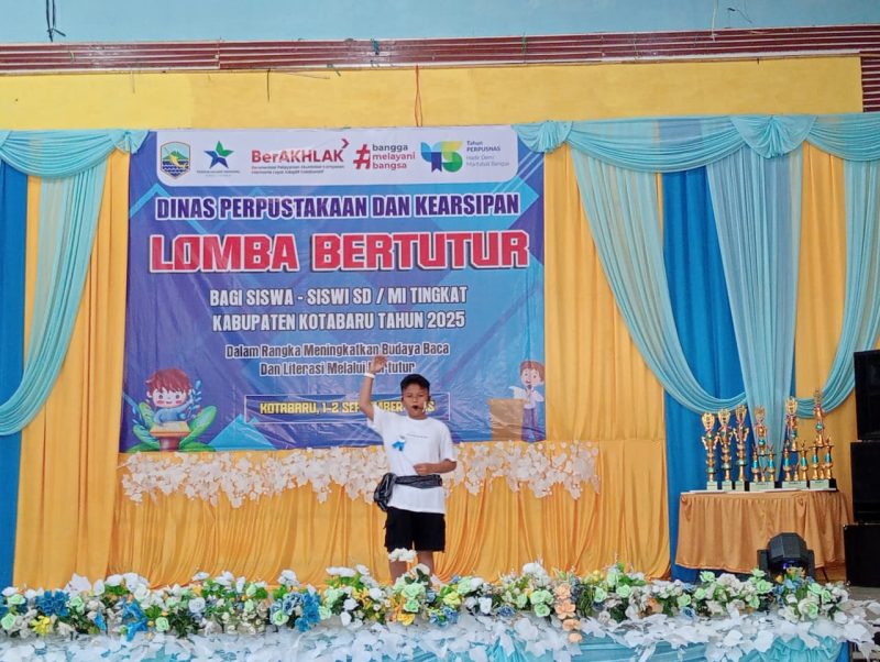 Lomba Bertutur Tingkat SD/MI se-Kabupaten Kotabaru, Senin (1/9/2025) di Gedung KNPI (Mahligai Kotabaru). (Foto: Istimewa)