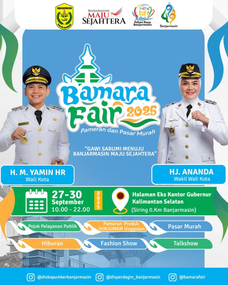 Menyambut Hari Jadi ke-499 Kota Banjarmasin, Pemko Banjarmasin bakal menggelar Banjarmasin Maju Sejahtera (Bamara) Fair 2025. (Foto: Istimewa)