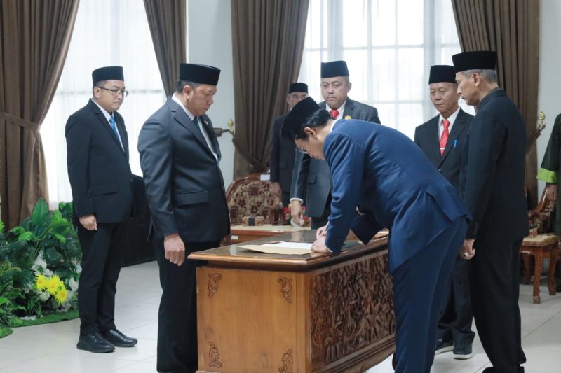 Proses pelantikan dan pengambilan sumpah/janji jabatan Pejabat Pimpinan Tinggi Pratama di lingkungan Pemerintah Kabupaten Barito Kuala. (Foto: Istimewa)