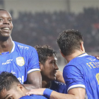 Adhyaksa FC merayakan kemenangan usai mengalahkan Persipura Jayapura pada laga playoff menuju Liga 1 Indonesia.(Foto: Istimewa)