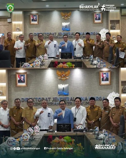Bupati Balangan H Abdul Hadi bersama jajaran pemerintah daerah di Kalimantan Selatan saat melakukan koordinasi dan pembahasan pembangunan strategis dengan Kementerian PUPR RI di Jakarta. (Foto: Istimewa)