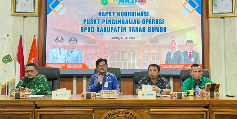 Badan Penanggulangan Bencana Daerah (BPBD) Kabupaten Tanah Bumbu menggelar Rapat Pusat Pengendalian Operasi Penanggulangan Bencana (Pusdalops-PB). (Foto: Istimewa)