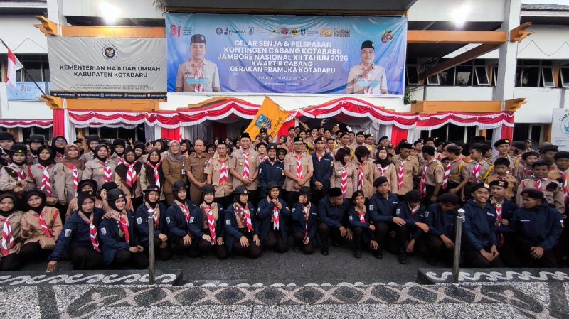 Gelar Senja sekaligus melepas secara resmi Kontingen Kotabaru yang akan mengikuti Jambore Nasional (Jamnas) Gerakan Pramuka ke-XII Tahun 2026. (Foto: Istimewa)